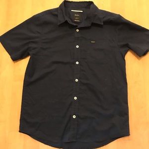RVCA Boys Navy Button Up Down Shirt L